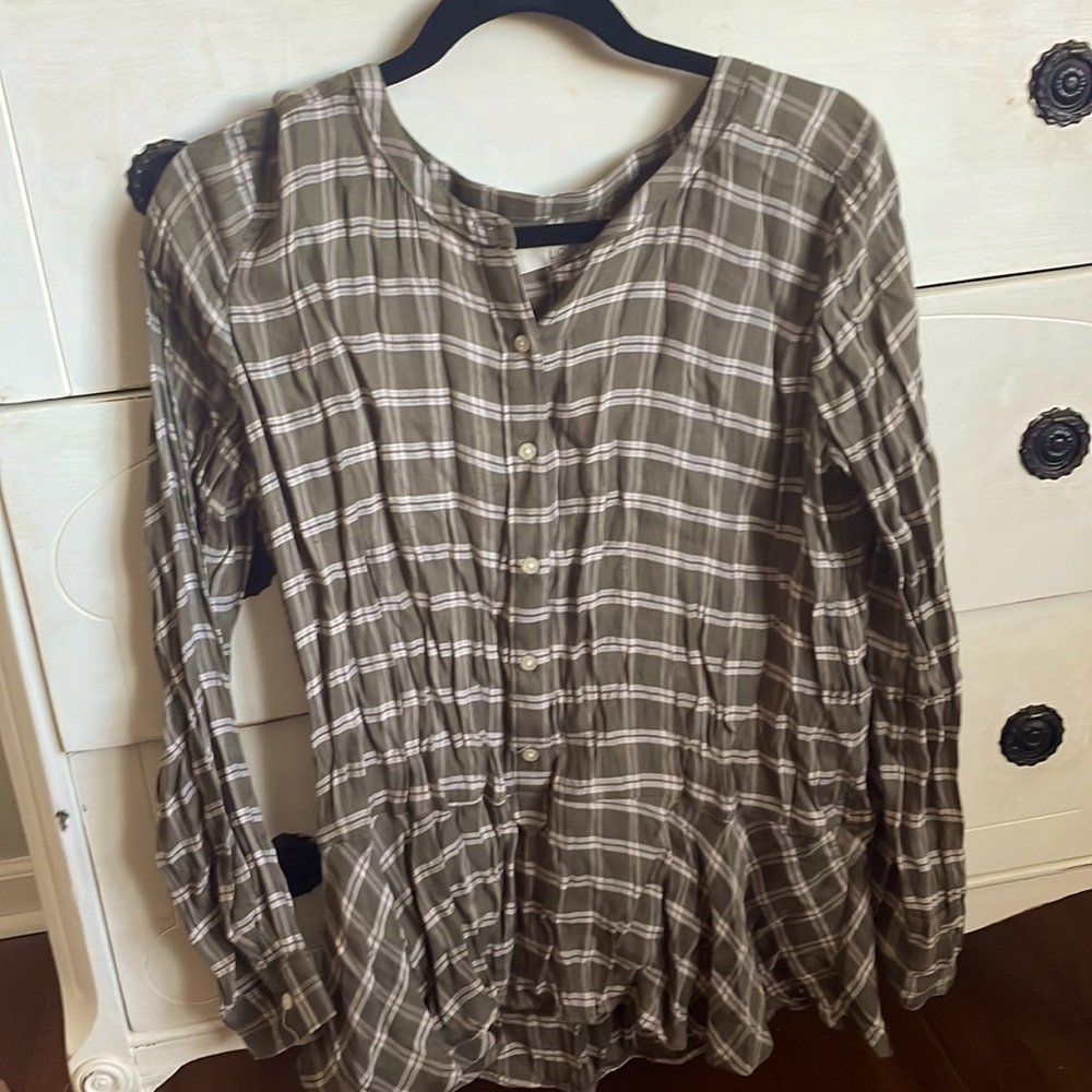 Loft Peplum Plaid Top